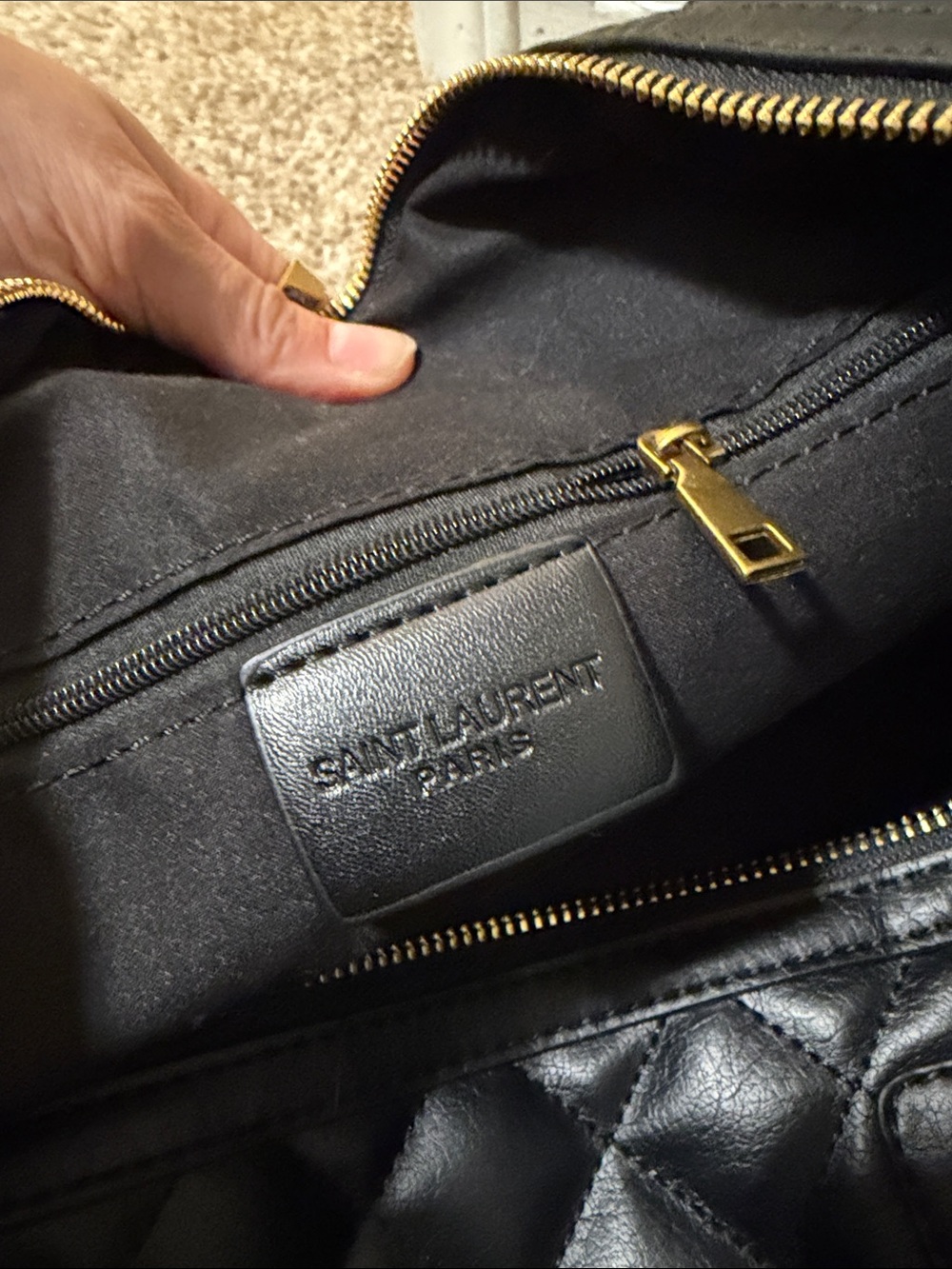 Saint Laurent Black Quilted Leather Satchel with Gold YSL Emblem - Picture 2 of 5
